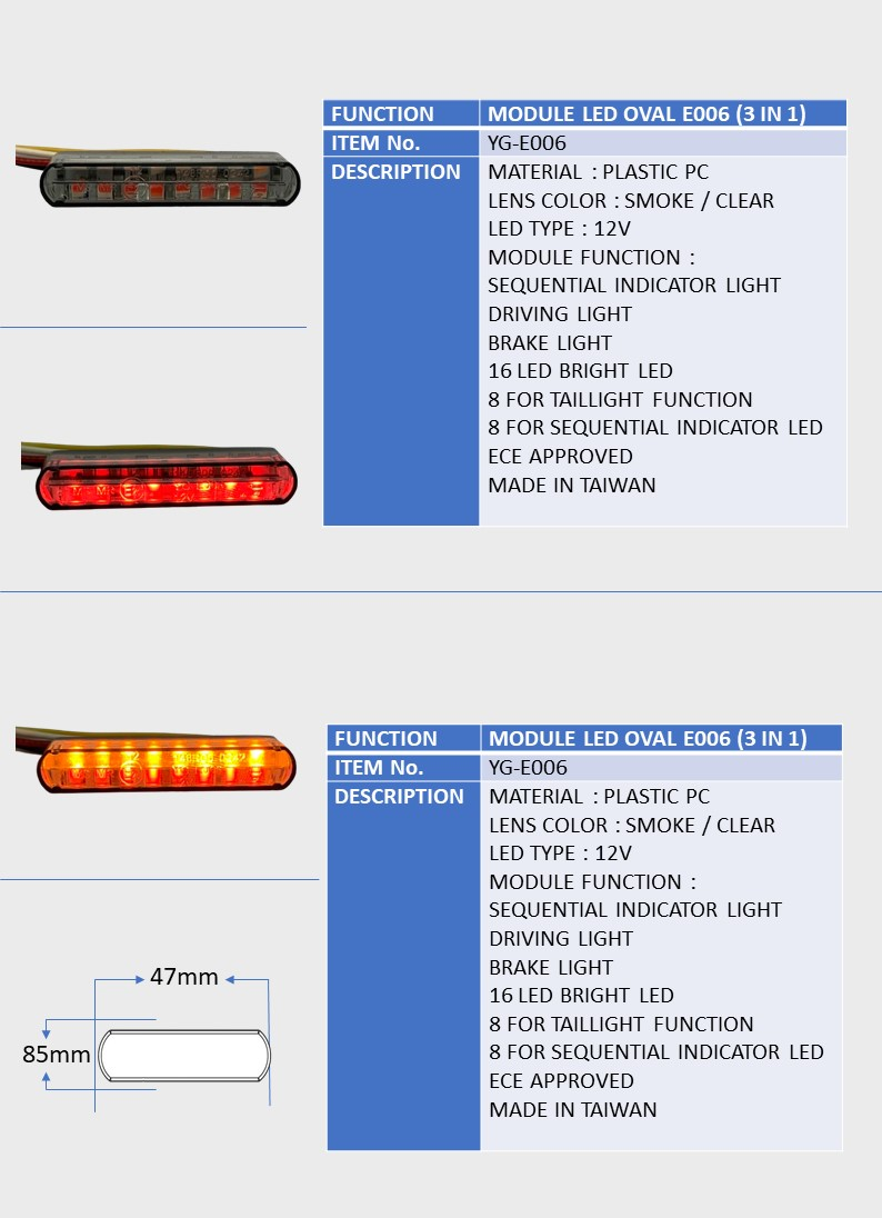 MODULE LED OVAL E006 (3 IN 1)