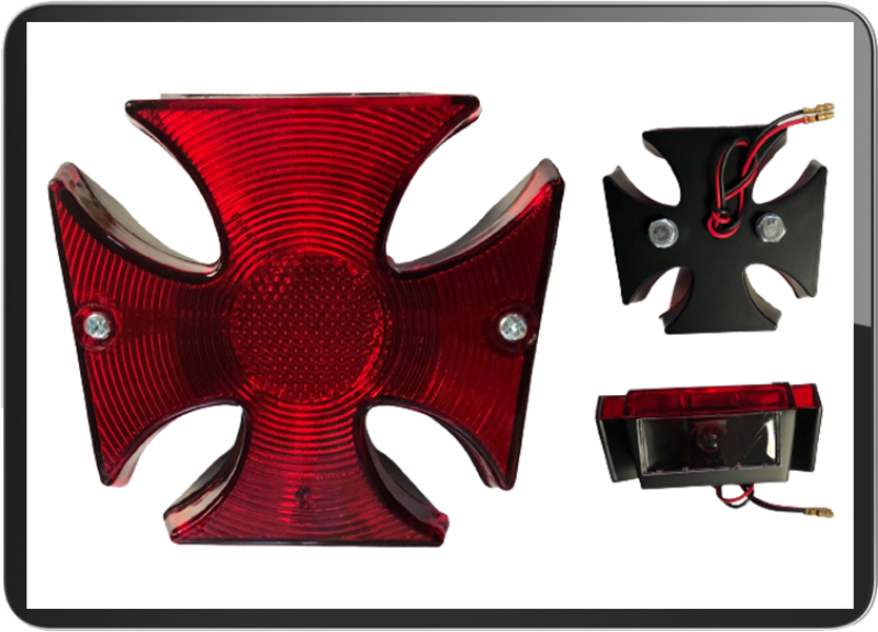 Harley-Davidson cross Taillight Black base / Red lens