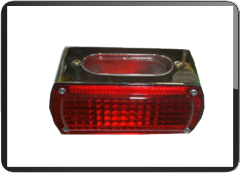 Harley-Davidson rectangle Taillight Chrome base / Red lens